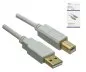 Mobile Preview: HQ USB 2.0 Cable A male to B male, 28 AWG / 2C, 26 AWG / 2C, white, 2,00m, DINIC Box